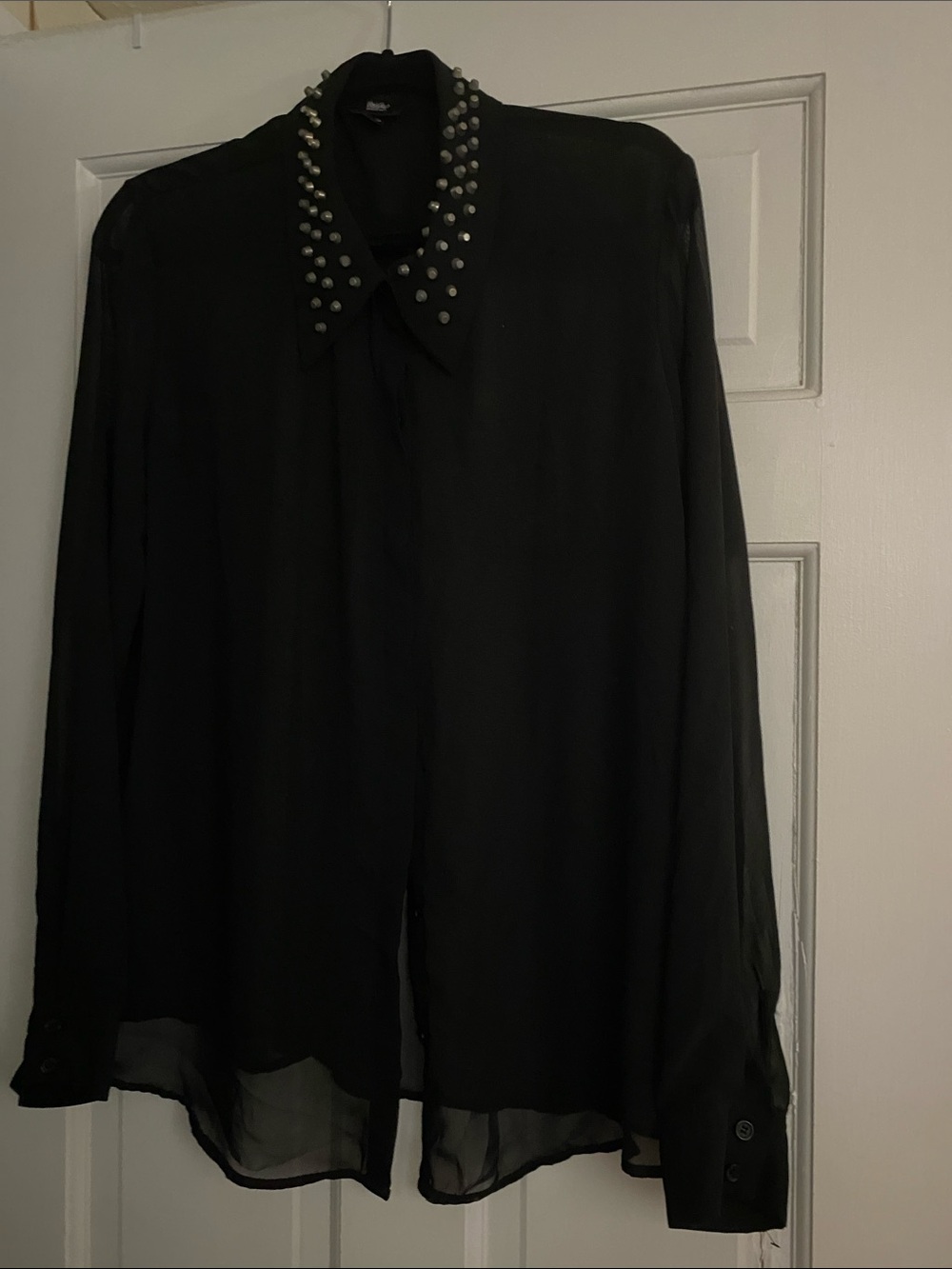 Mossimo Supply Co. Black Stud-Trim Button Down Blouse